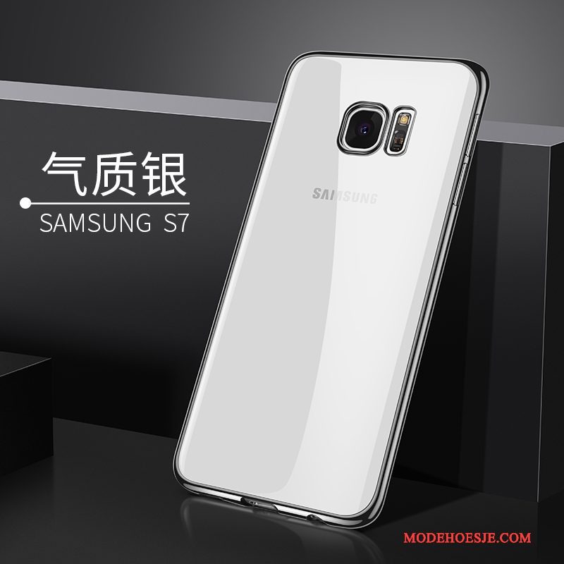 Hoesje Samsung Galaxy S7 Zacht Doorzichtig Zilver, Hoes Samsung Galaxy S7 Siliconen Telefoon Trend