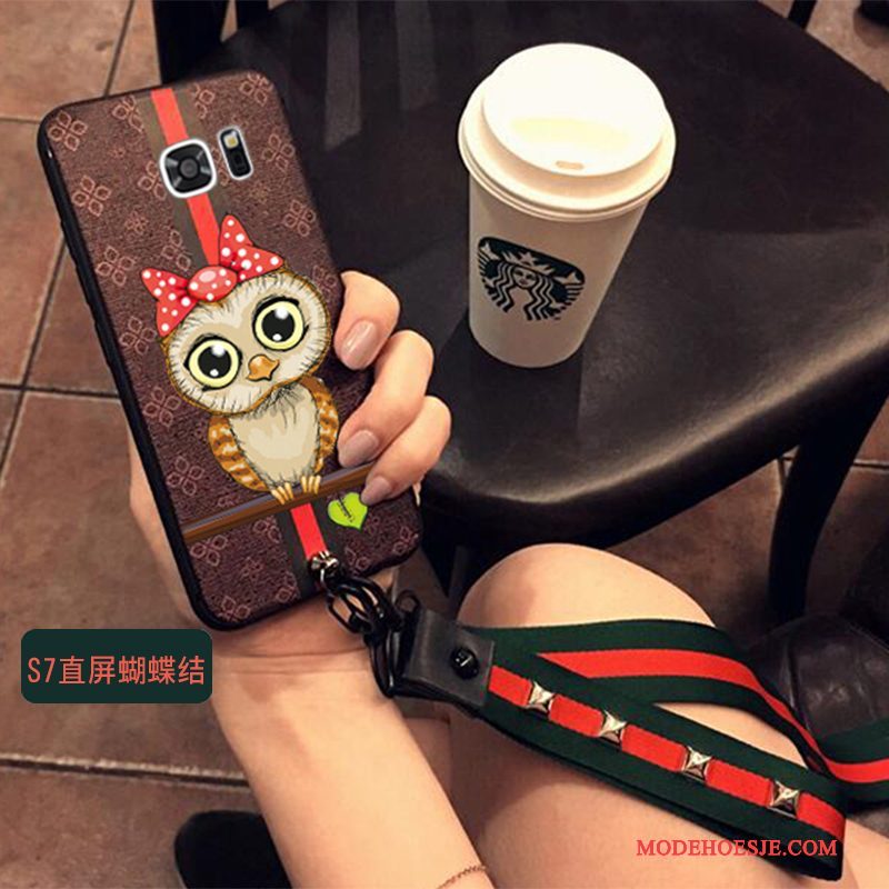 Hoesje Samsung Galaxy S7 Zacht Rood Hanger, Hoes Samsung Galaxy S7 Bescherming Anti-falltelefoon