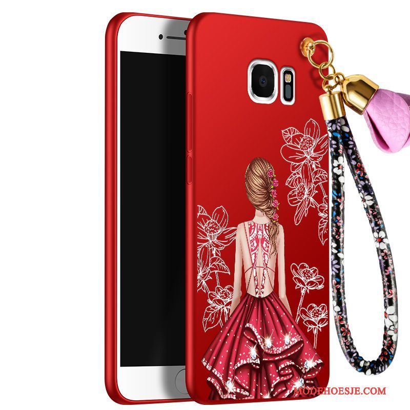 Hoesje Samsung Galaxy S7 Zacht Rood Schrobben, Hoes Samsung Galaxy S7 Siliconen Trendtelefoon