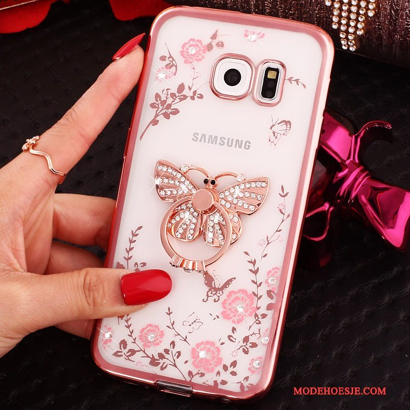 Hoesje Samsung Galaxy S7 Zacht Roze Ring, Hoes Samsung Galaxy S7 Ondersteuning Telefoon