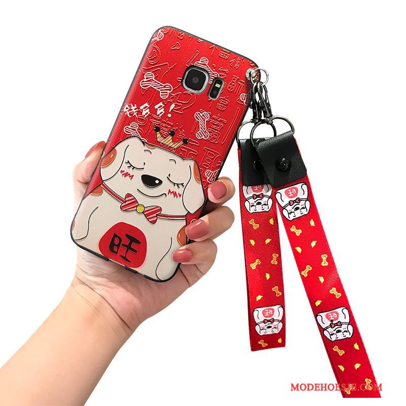 Hoesje Samsung Galaxy S7 Zakken Rood Hanger, Hoes Samsung Galaxy S7 Siliconen Rijkdomtelefoon