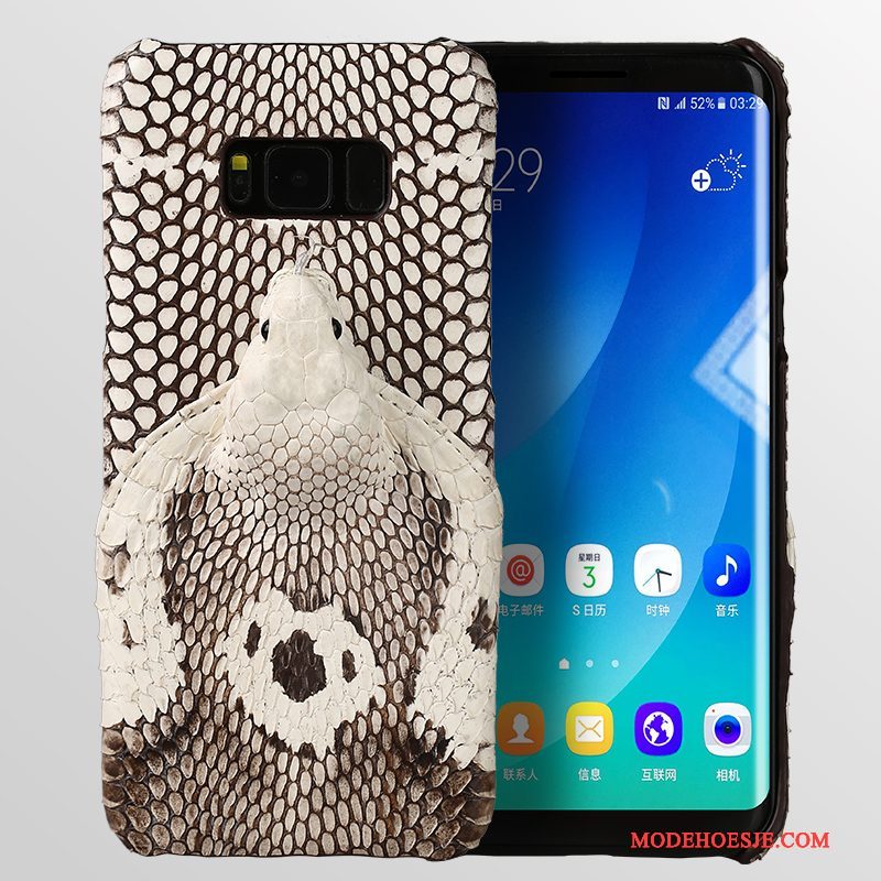 Hoesje Samsung Galaxy S8 Leer Wit Gesp, Hoes Samsung Galaxy S8 Telefoon Ring