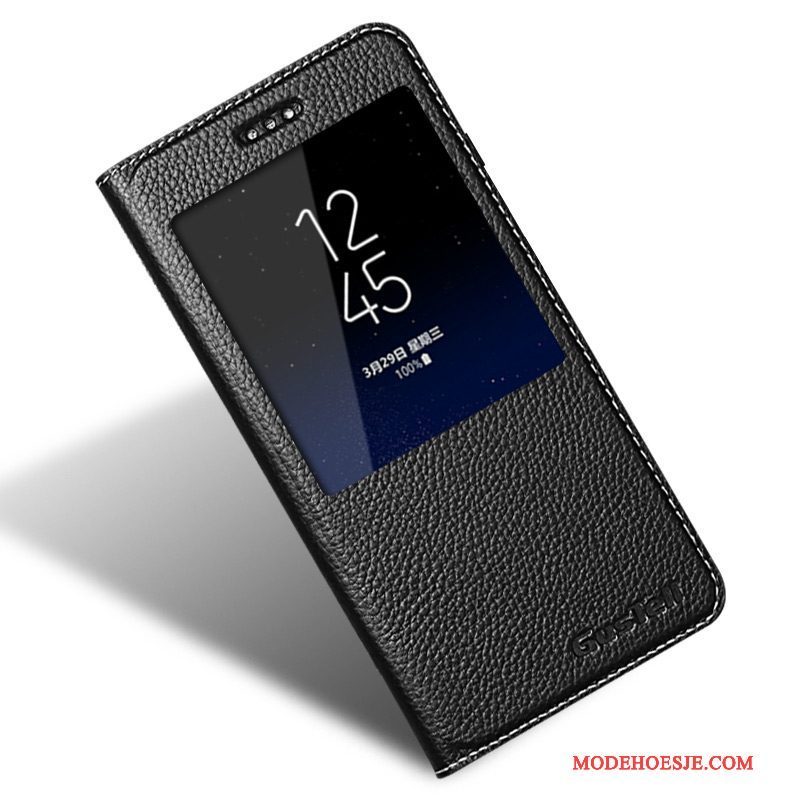 Hoesje Samsung Galaxy S8 Leer Zwart Anti-fall, Hoes Samsung Galaxy S8 Bescherming Bedrijftelefoon