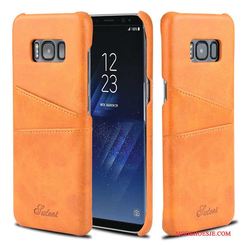 Hoesje Samsung Galaxy S8+ Mode Oranje Bedrijf, Hoes Samsung Galaxy S8+ Leer Anti-fall Kaart