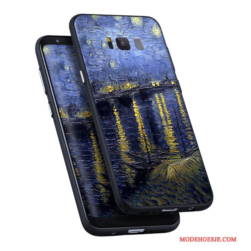 Hoesje Samsung Galaxy S8 Scheppend Donkerblauw Hoge, Hoes Samsung Galaxy S8 Zakken Persoonlijk Hanger