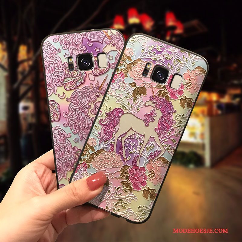 Hoesje Samsung Galaxy S8+ Spotprent Roze Trend, Hoes Samsung Galaxy S8+ Siliconen Hangertelefoon