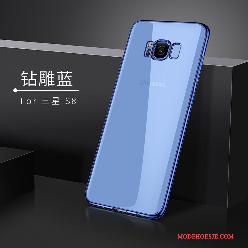 Hoesje Samsung Galaxy S8 Zacht Doorzichtig Trend, Hoes Samsung Galaxy S8 Siliconen Telefoon Blauw