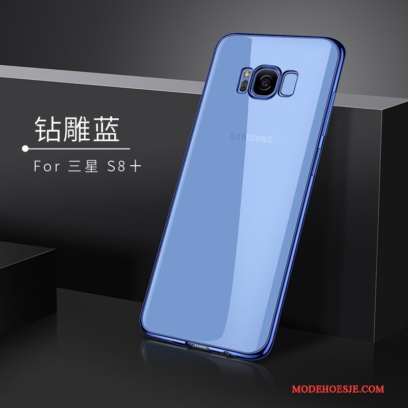 Hoesje Samsung Galaxy S8+ Zacht Trend Donkerblauw, Hoes Samsung Galaxy S8+ Siliconen Telefoon Doorzichtig