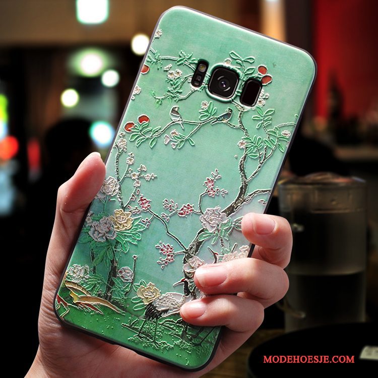 Hoesje Samsung Galaxy S8 Zakken Anti-falltelefoon, Hoes Samsung Galaxy S8 Siliconen Groen Chinese Stijl