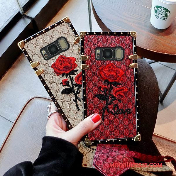 Hoesje Samsung Galaxy S8 Zakken Rood Khaki, Hoes Samsung Galaxy S8 Scheppend Trend Anti-fall