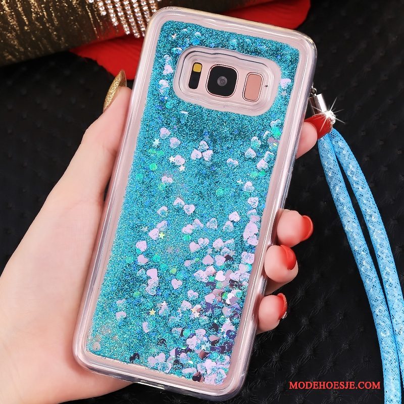 Hoesje Samsung Galaxy S8+ Zakken Telefoon Blauw, Hoes Samsung Galaxy S8+ Bescherming Drijfzand Hanger