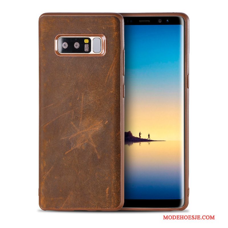 Hoesje Samsung Galaxy S9+ Leer Diepe Kleur Trendy Merk, Hoes Samsung Galaxy S9+ Zakken Anti-falltelefoon