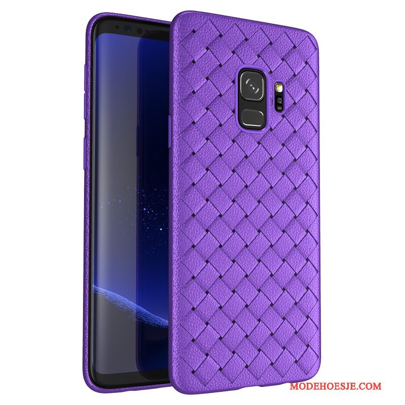 Hoesje Samsung Galaxy S9 Leer Patroon Weven, Hoes Samsung Galaxy S9 Bescherming Diepe Kleur Trend