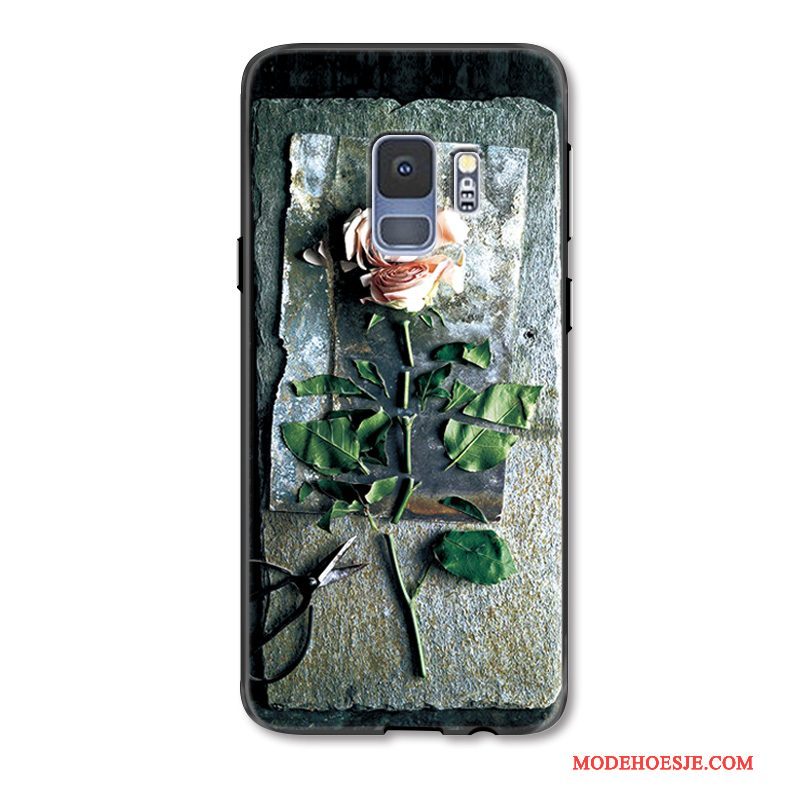 Hoesje Samsung Galaxy S9 Luxe Anti-fall Groen, Hoes Samsung Galaxy S9 Reliëf Licht Roze