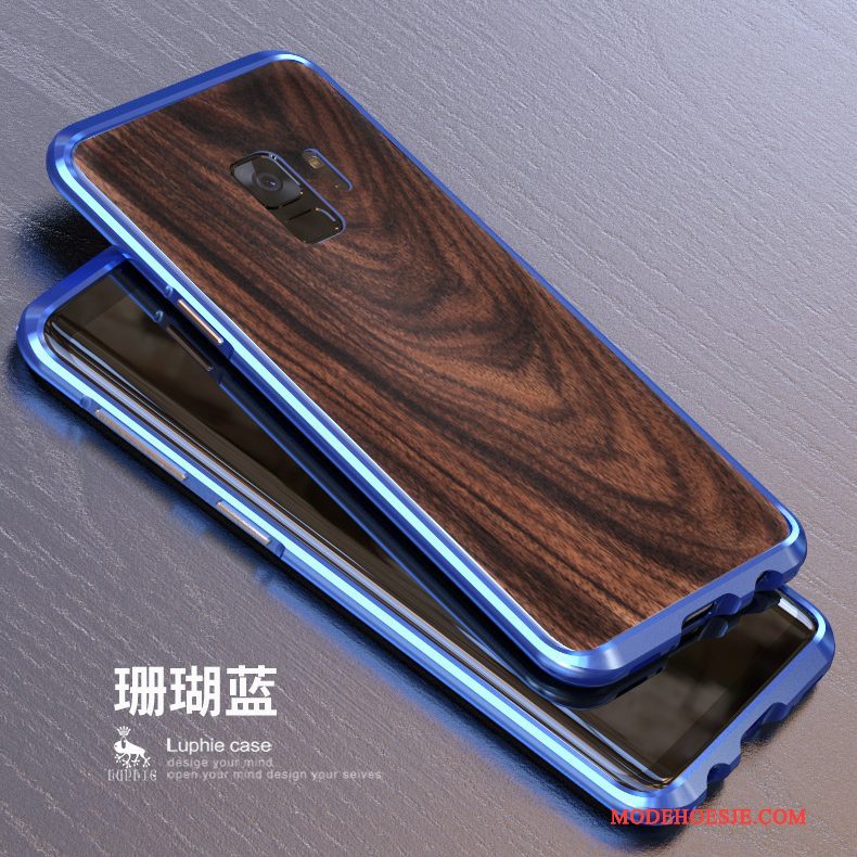 Hoesje Samsung Galaxy S9 Metaal Hout Schrobben, Hoes Samsung Galaxy S9 Bescherming Telefoon Omlijsting