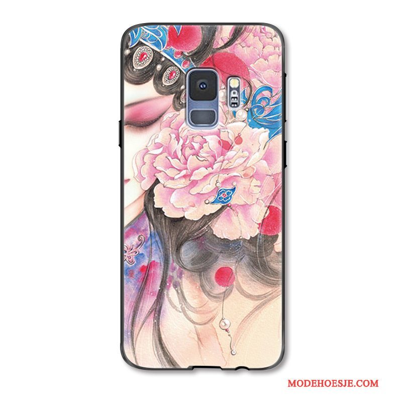 Hoesje Samsung Galaxy S9+ Scheppend Anti-fall Chinese Stijl, Hoes Samsung Galaxy S9+ Mode Hua Dantelefoon