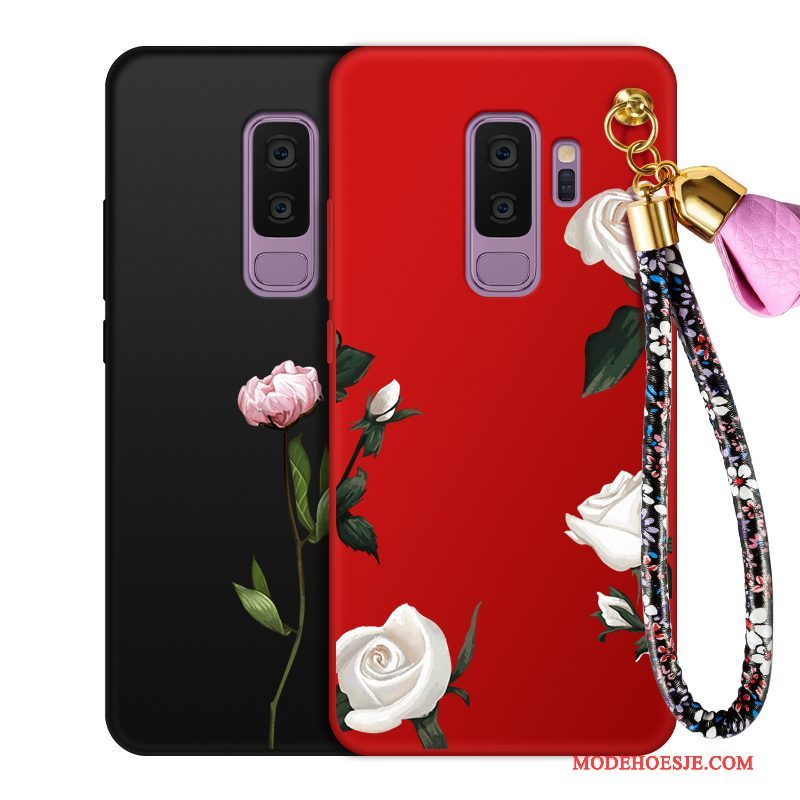 Hoesje Samsung Galaxy S9 Siliconen Bloemen Trend, Hoes Samsung Galaxy S9 Bescherming Roodtelefoon