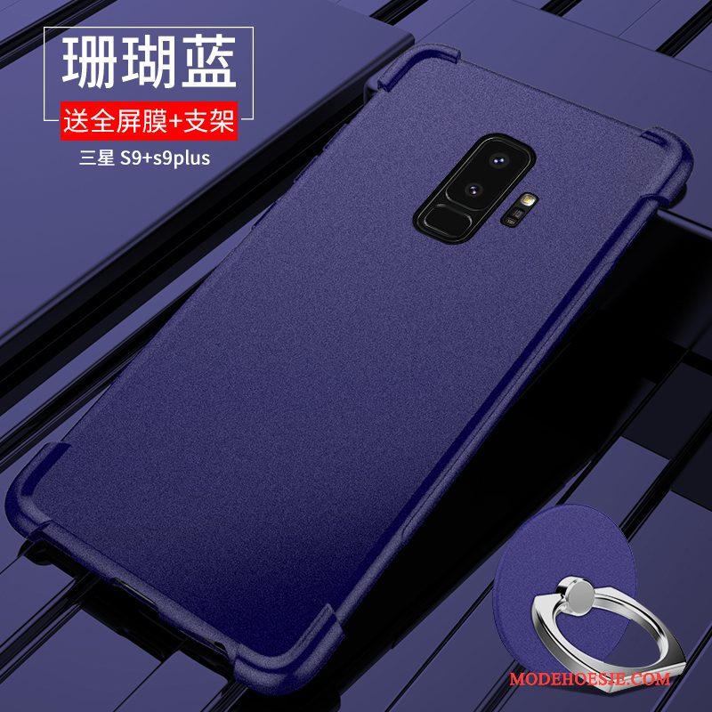 Hoesje Samsung Galaxy S9+ Siliconen Gasbagtelefoon, Hoes Samsung Galaxy S9+ Zacht Schrobben Donkerblauw