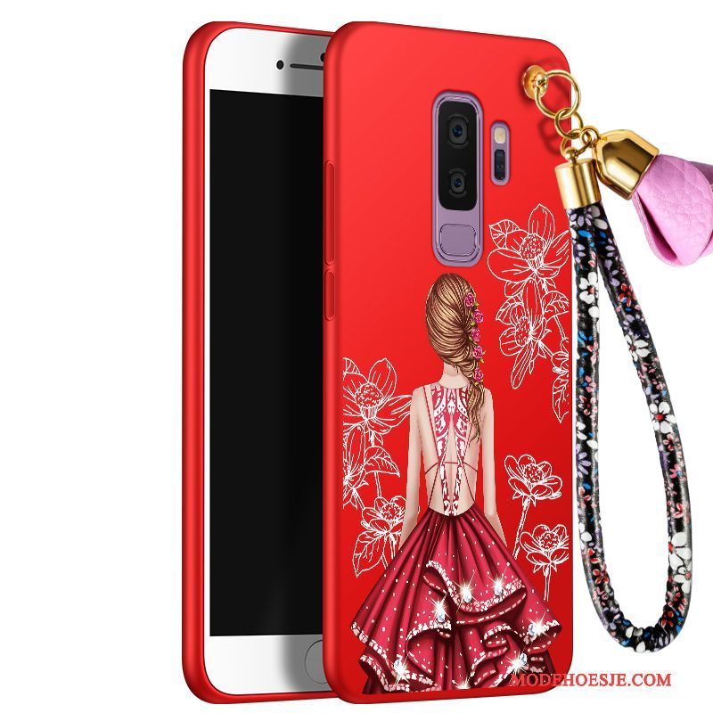 Hoesje Samsung Galaxy S9+ Siliconen Roodtelefoon, Hoes Samsung Galaxy S9+ Zacht Anti-fall Trend