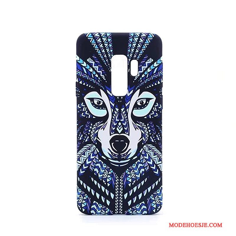 Hoesje Samsung Galaxy S9+ Spotprent Hard Lichtende, Hoes Samsung Galaxy S9+ Zacht Blauw Dierlijk