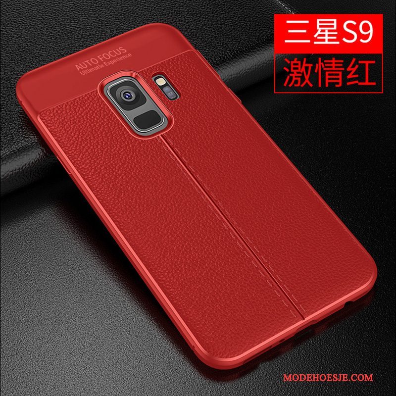 Hoesje Samsung Galaxy S9 Zacht Anti-falltelefoon, Hoes Samsung Galaxy S9 Leer Trend Rood