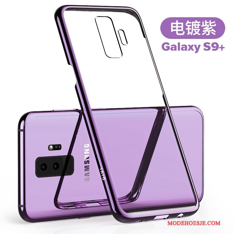 Hoesje Samsung Galaxy S9+ Zakken Purper Doorzichtig, Hoes Samsung Galaxy S9+ Bescherming Telefoon Anti-fall