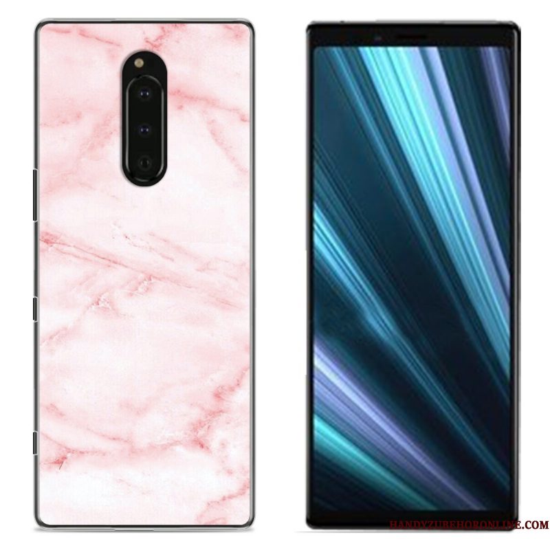 Hoesje Sony Xperia 1 Geschilderd Doek Roze, Hoes Sony Xperia 1 Bescherming Telefoon