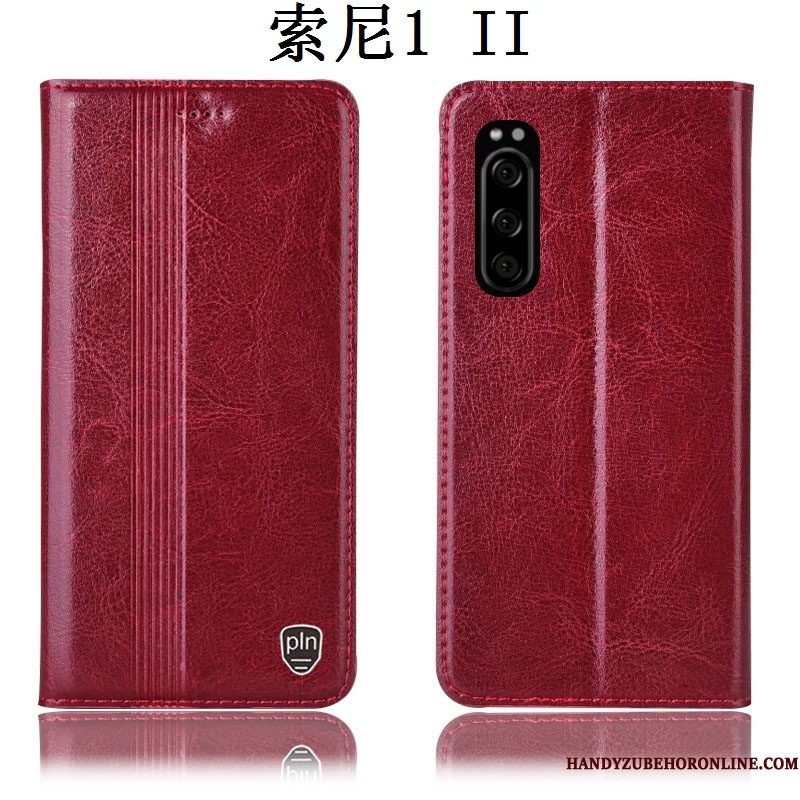 Hoesje Sony Xperia 1 Ii Leer Telefoon Anti-fall, Hoes Sony Xperia 1 Ii Folio Rood