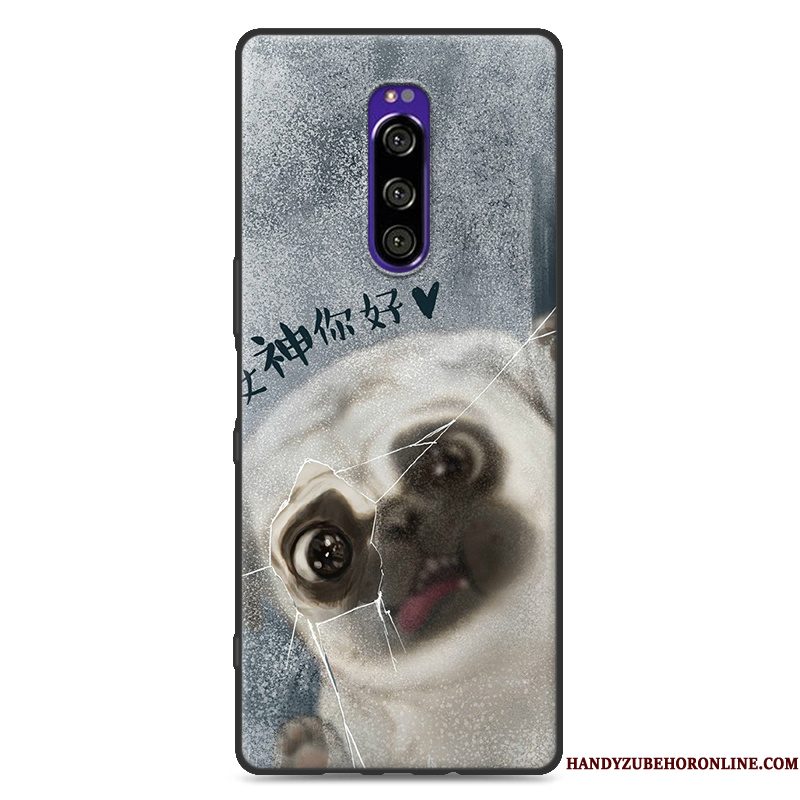 Hoesje Sony Xperia 1 Zacht Grijs Eenvoudige, Hoes Sony Xperia 1 Zakken Mooietelefoon