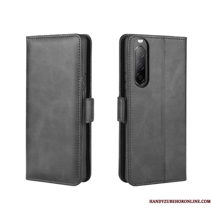 Hoesje Sony Xperia 10 Ii Bescherming Zwarttelefoon, Hoes Sony Xperia 10 Ii Folio Anti-fall Klittenband