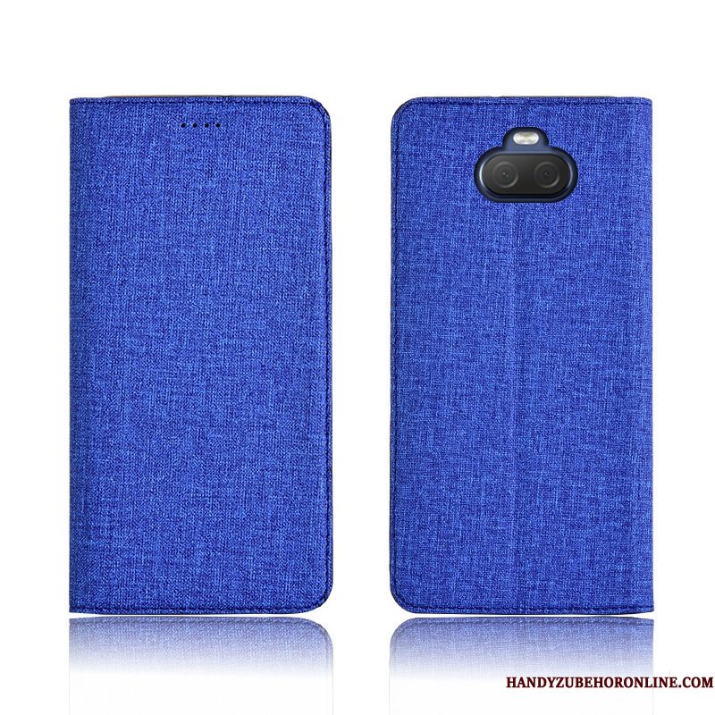 Hoesje Sony Xperia 10 Leer Schrobben Nieuw, Hoes Sony Xperia 10 Folio Blauw Anti-fall