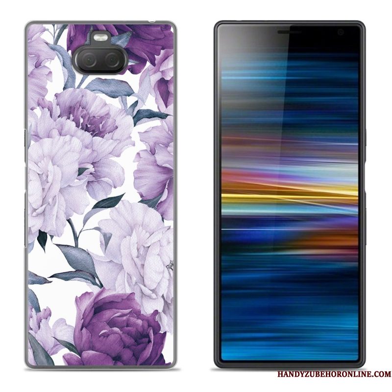 Hoesje Sony Xperia 10 Plus Scheppend Bloemen Purper, Hoes Sony Xperia 10 Plus Siliconen Telefoon