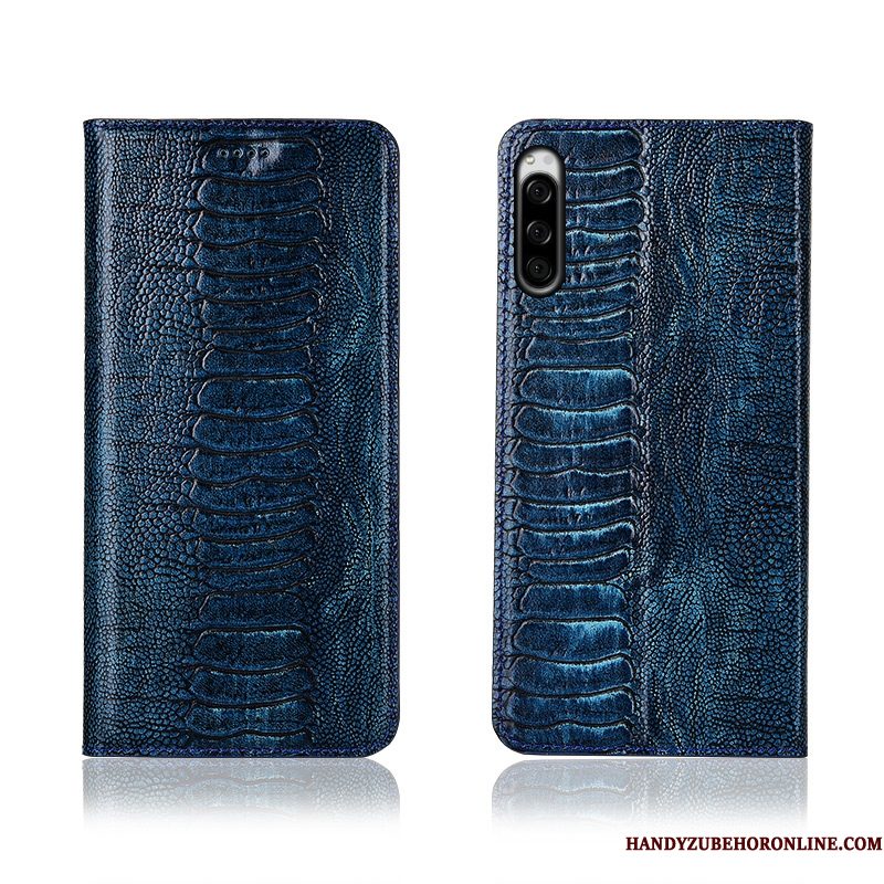 Hoesje Sony Xperia 5 Folio Donkerblauw Anti-fall, Hoes Sony Xperia 5 Bescherming Telefoon