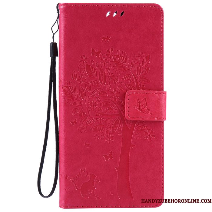 Hoesje Sony Xperia 5 Folio Telefoon Anti-fall, Hoes Sony Xperia 5 Leer Rood