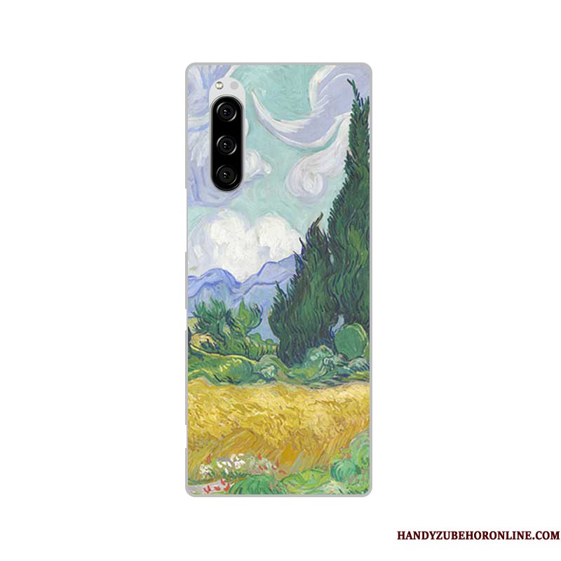 Hoesje Sony Xperia 5 Siliconen Olieverfschilderij Kunst, Hoes Sony Xperia 5 Zacht Telefoon Anti-fall