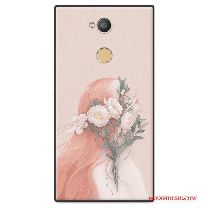 Hoesje Sony Xperia L2 Bescherming Telefoon Kunst, Hoes Sony Xperia L2 Zacht Schrobben Roze