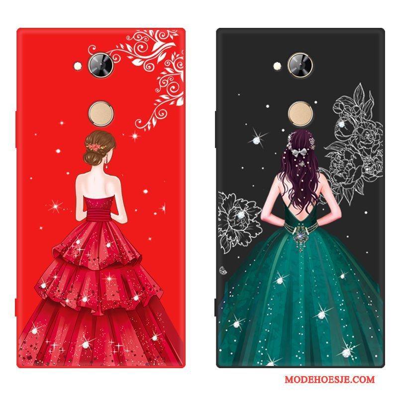 Hoesje Sony Xperia L2 Siliconen Roodtelefoon, Hoes Sony Xperia L2 Zakken Anti-fall Schrobben