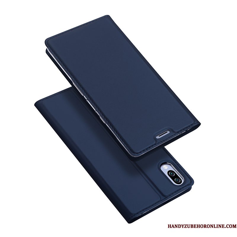 Hoesje Sony Xperia L3 Folio Donkerblauw Dun, Hoes Sony Xperia L3 Zakken Telefoon