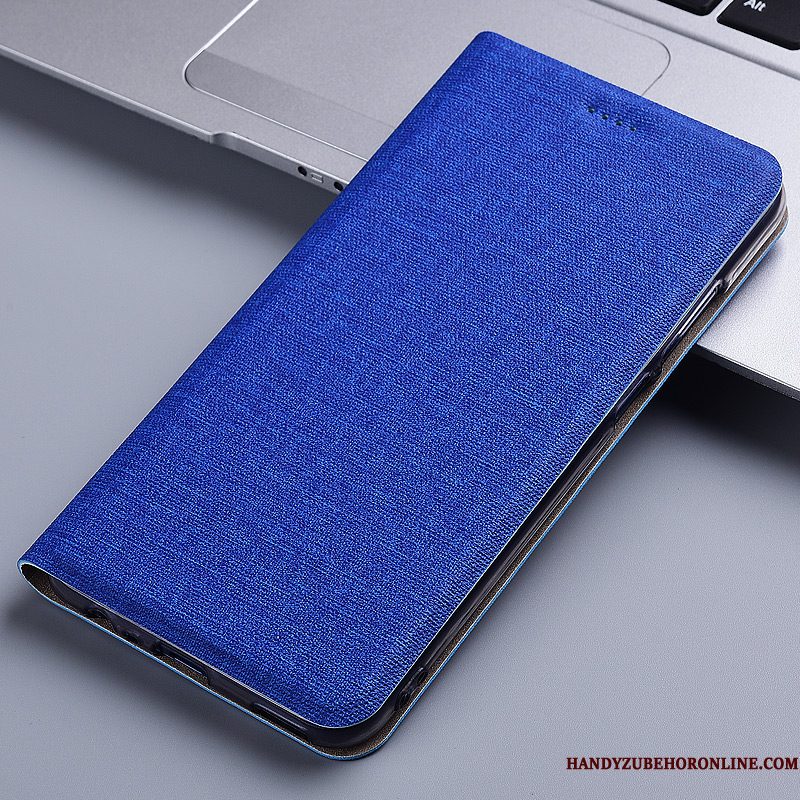 Hoesje Sony Xperia L3 Leer Anti-falltelefoon, Hoes Sony Xperia L3 Folio Katoen En Linnen Blauw