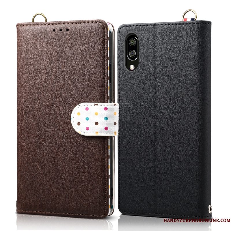 Hoesje Sony Xperia L3 Leer Bedrijftelefoon, Hoes Sony Xperia L3 Bescherming Zwart Golfpunt