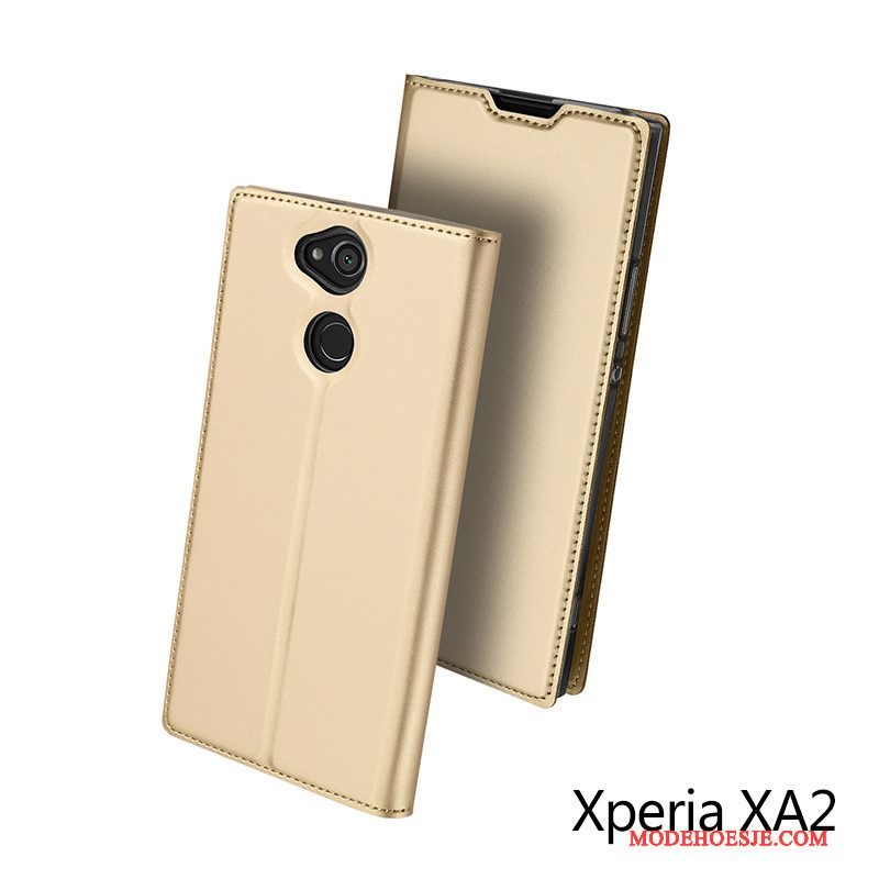 Hoesje Sony Xperia Xa2 Bescherming Anti-falltelefoon, Hoes Sony Xperia Xa2 Zakken Kaart Goud