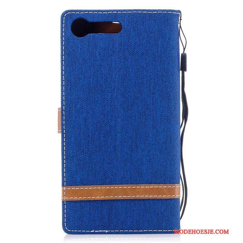 Hoesje Sony Xperia Xz Premium Leer Donkerblauwtelefoon, Hoes Sony Xperia Xz Premium Folio