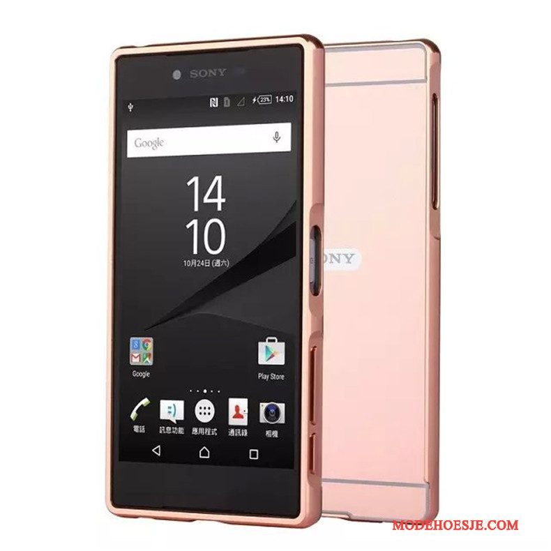 Hoesje Sony Xperia Xz Premium Zakken Telefoon Roze, Hoes Sony Xperia Xz Premium Metaal Anti-fall Omlijsting