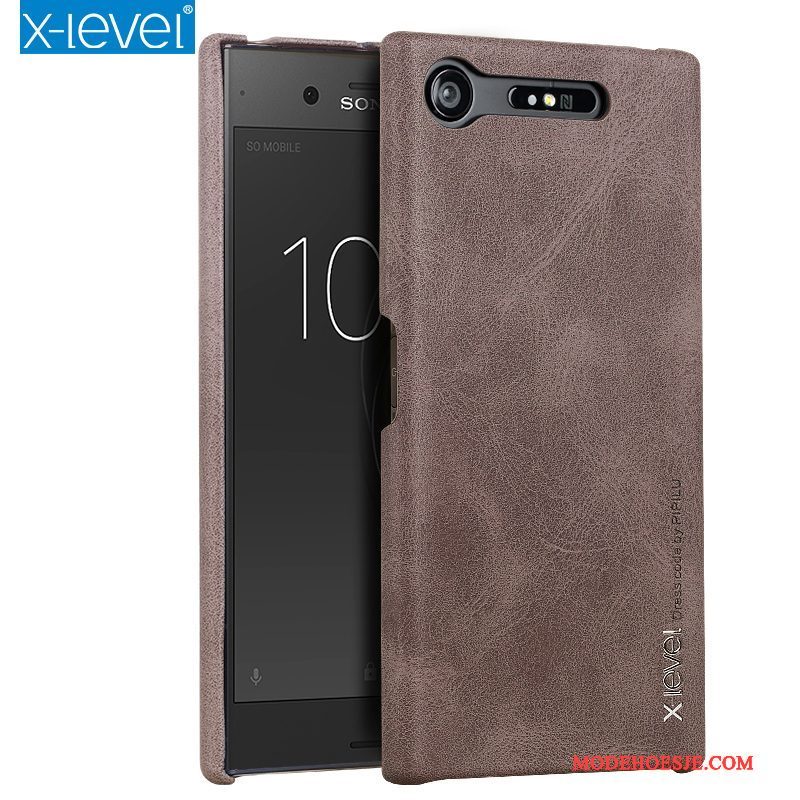 Hoesje Sony Xperia Xz1 Compact Leer Anti-fall Dun, Hoes Sony Xperia Xz1 Compact Bescherming Telefoon