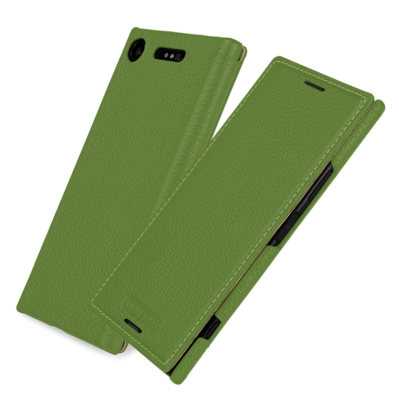 Hoesje Sony Xperia Xz1 Compact Leer Groen Anti-fall, Hoes Sony Xperia Xz1 Compact Folio Diepe Kleurtelefoon