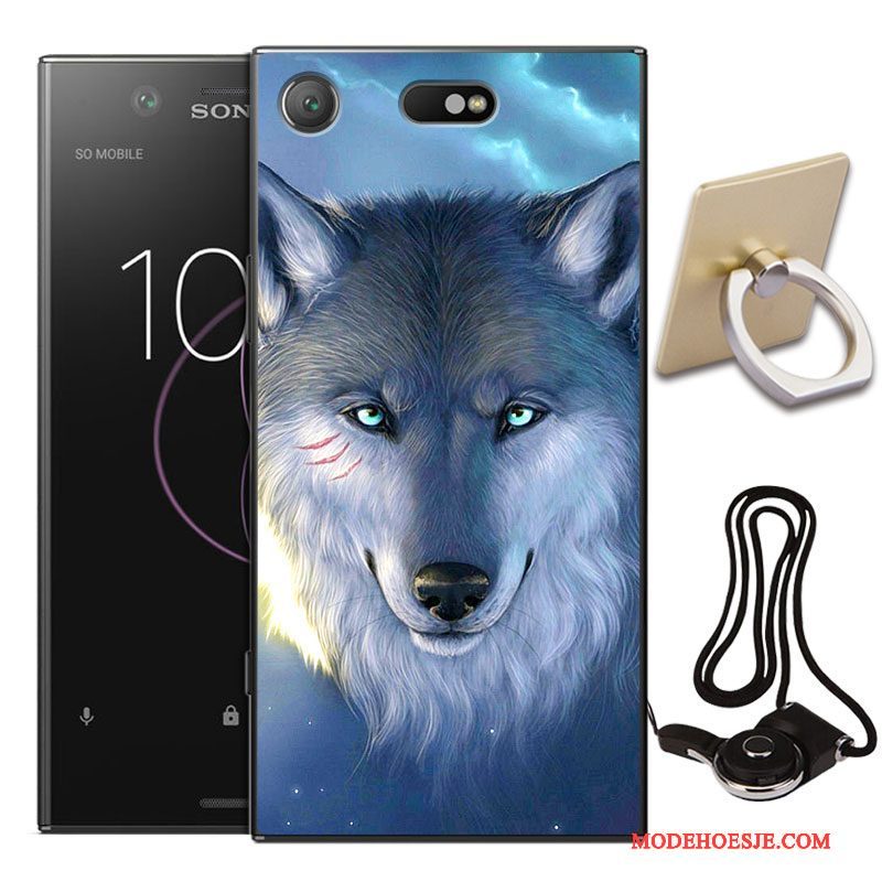 Hoesje Sony Xperia Xz1 Compact Zakken Anti-fall Blauw, Hoes Sony Xperia Xz1 Compact Bescherming Telefoon