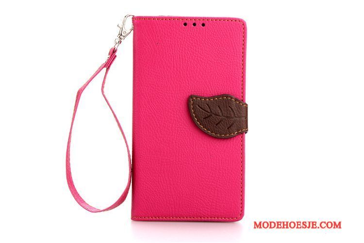 Hoesje Sony Xperia Z1 Zacht Anti-fall Hanger, Hoes Sony Xperia Z1 Folio Rood Blad