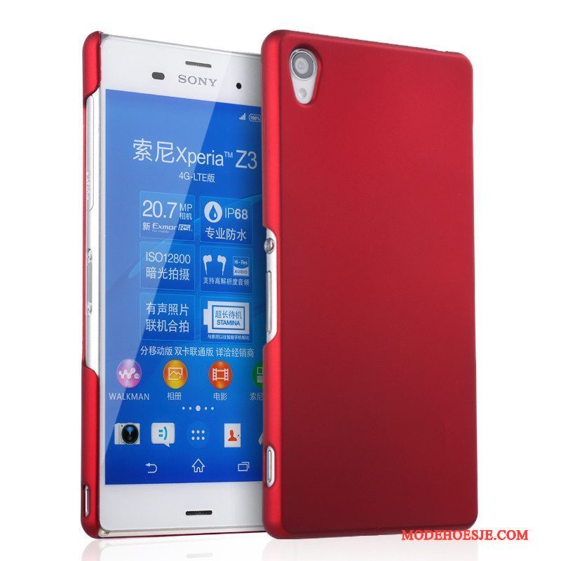 Hoesje Sony Xperia Z3+ Bescherming Hard Schrobben, Hoes Sony Xperia Z3+ Telefoon Wijnrood