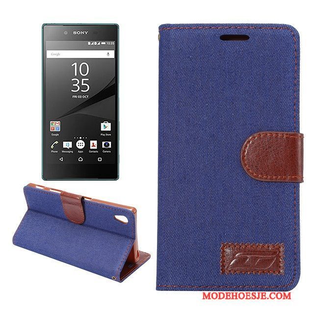 Hoesje Sony Xperia Z5 Bescherming Patroon Doek, Hoes Sony Xperia Z5 Zacht Blauwtelefoon