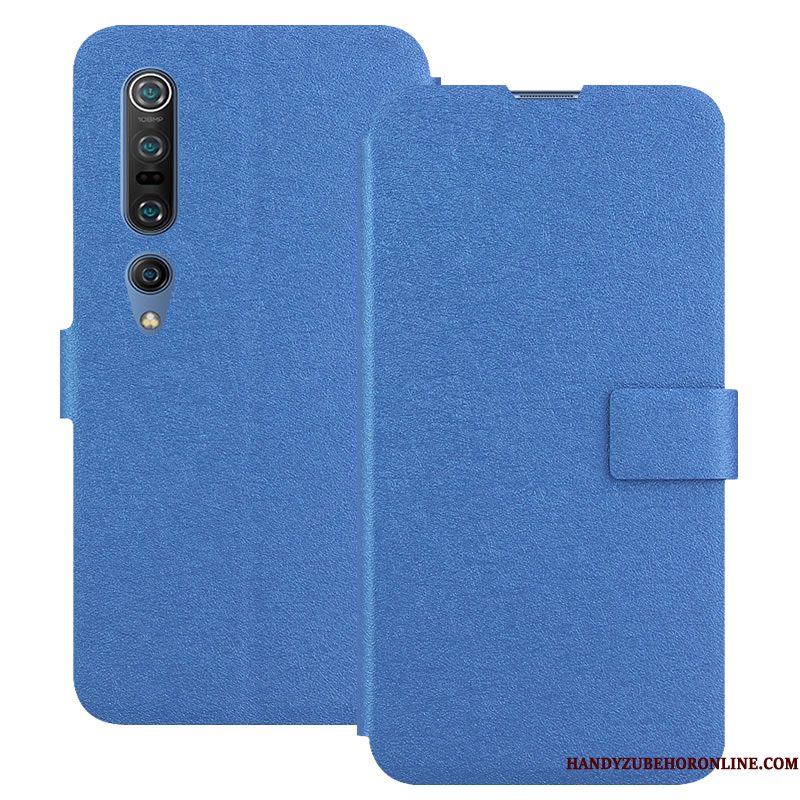 Hoesje Xiaomi Mi 10 Pro Bescherming Anti-falltelefoon, Hoes Xiaomi Mi 10 Pro Leer Gesp Blauw